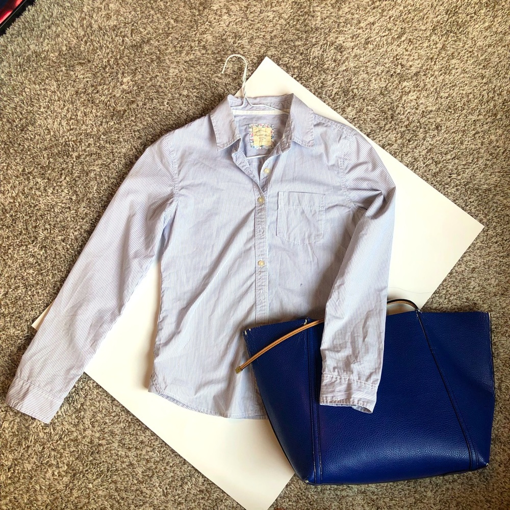 Blue stripes bottom down shirt size S